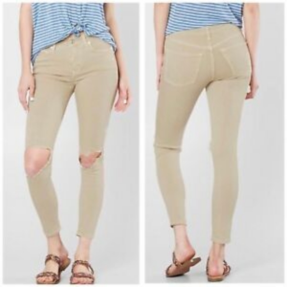 Free People khaki denim skinny jeans - Picture 2 of 9